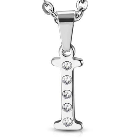 Stainless Steel Alphabet Initial Letter Crystals Pendant